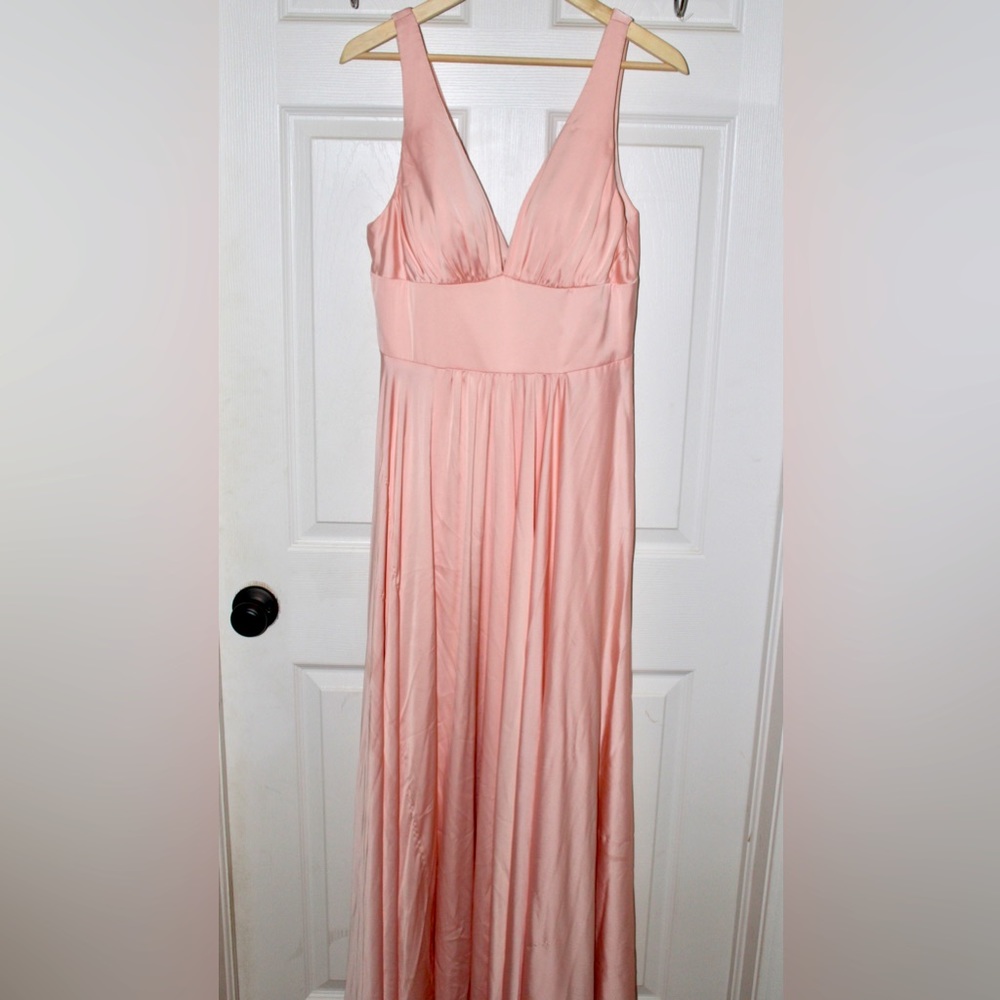 Cinderella Divine Light Pink Dress Plunge Formal A-line V-neck Bridesmaid